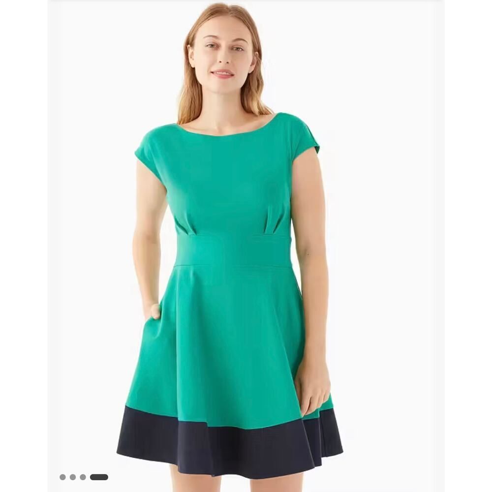 Kate Spade Green/Navy Colorblock Ponte Fiorella Back Zip Dress Size XS - NWOT